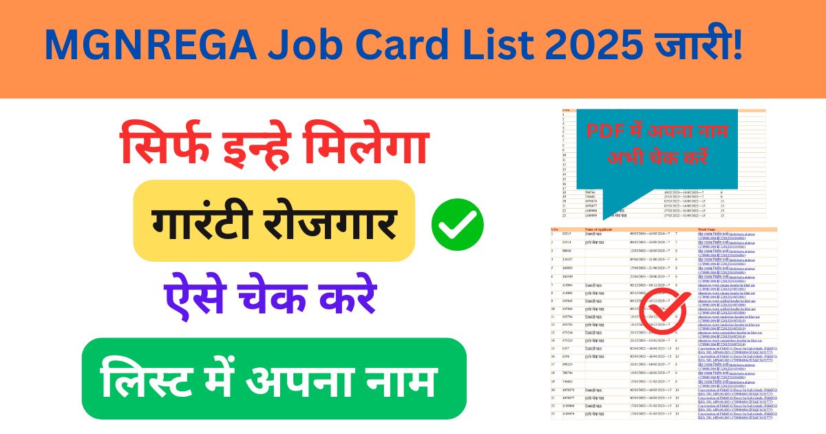 MGNREGA Job Card List 2025 राज्यवार नाम PDF डाउनलोड करें